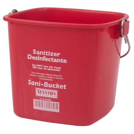 Sani-Bucket, 3 Qt., Red, For Sanitzing Solution, Meets HAACP